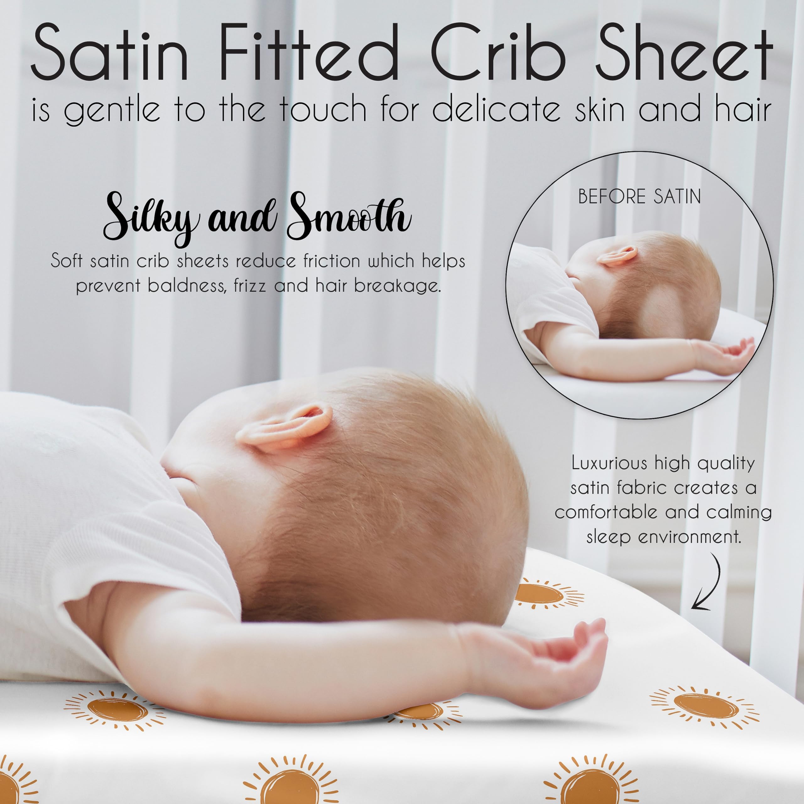 Sweet Jojo Designs rust orange boho sun design satin crib sheet in a cozy room