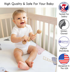 Sweet Jojo USA-designed crib sheet blends practicality and style for busy families.
