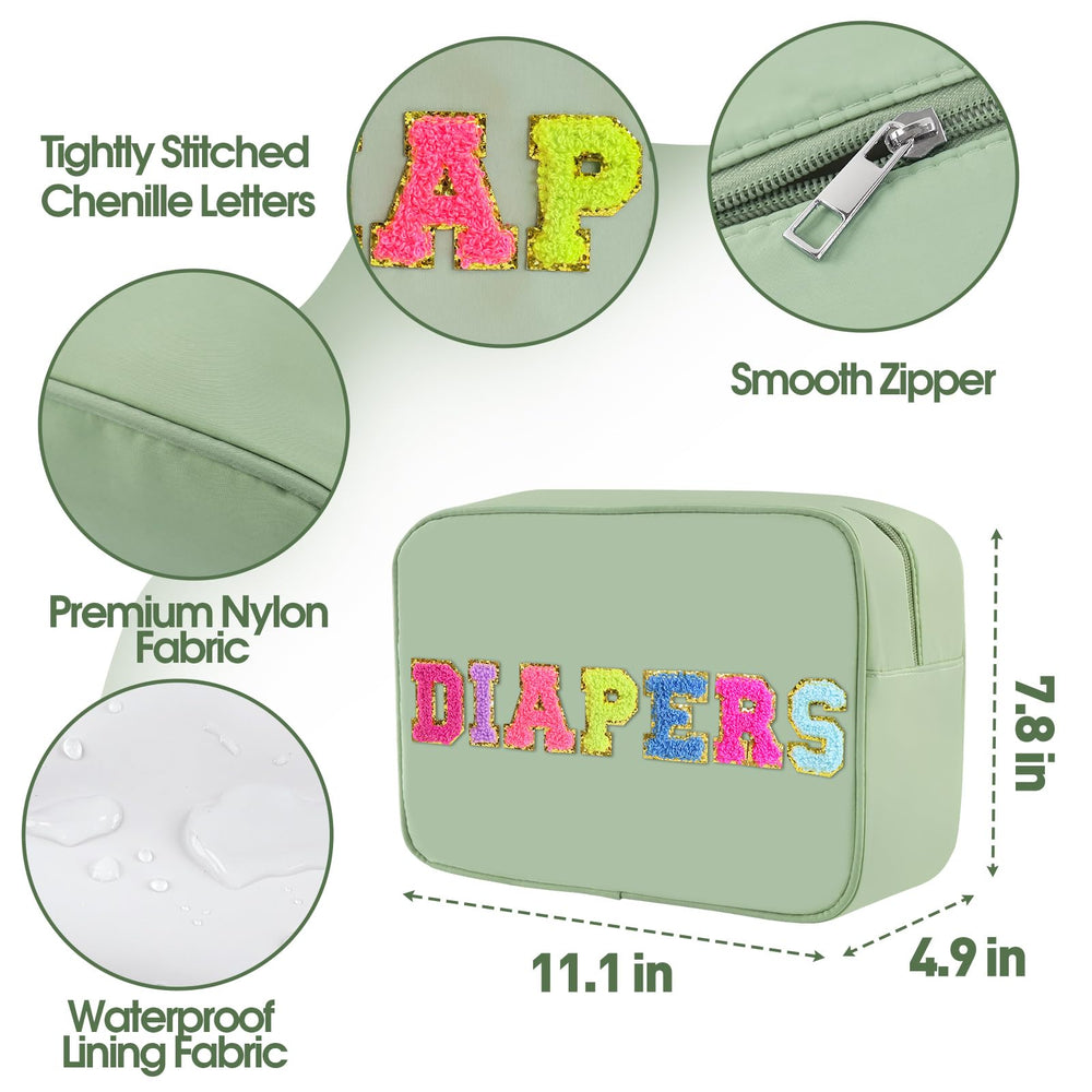 Sweet Lion compact diaper pouch demonstrates space-saving design on changing table.