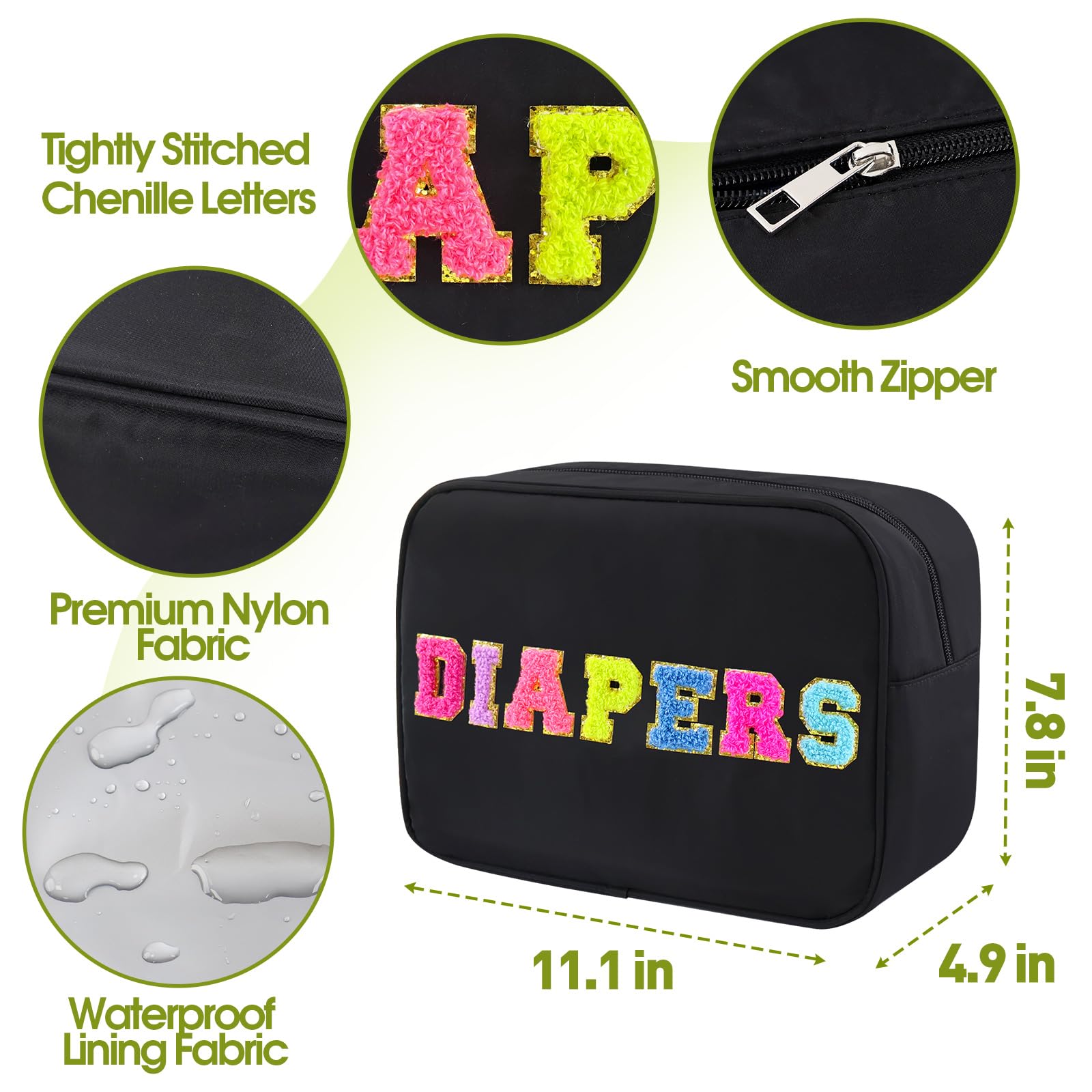 Sweet Lion waterproof lining protects diapers and keeps the bag tidy after spills.