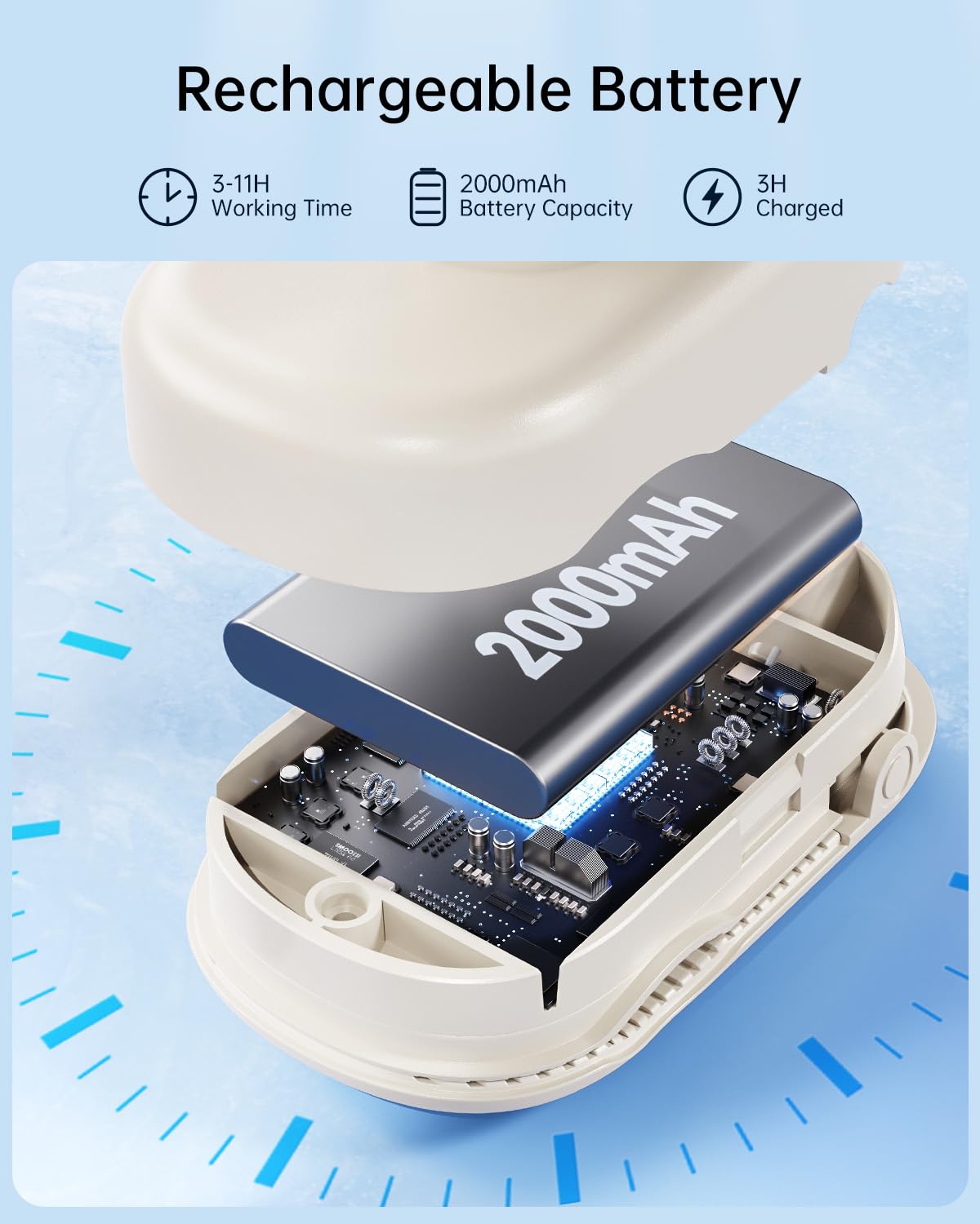 SweetFULL Mini Clip-On Fan angle-adjusted to direct airflow precisely.