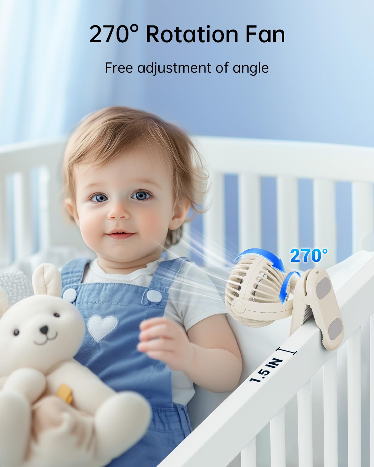 SweetFULL Mini Clip-On Fan featuring rechargeable battery for all-day outdoor use.