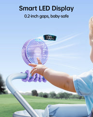 SWEETFULL portable stroller fan clip-on provides hands-free cooling on the go.