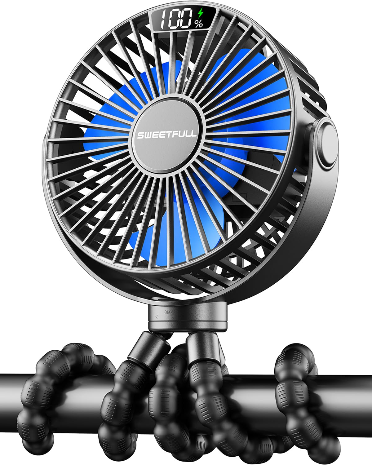SWEETFULL LED-display portable stroller fan provides precise on-the-go cooling.