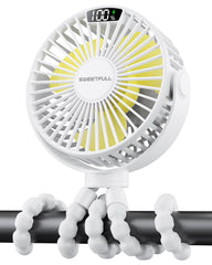 SWEETFULL portable stroller fan with LED display for precise cooling on the go.