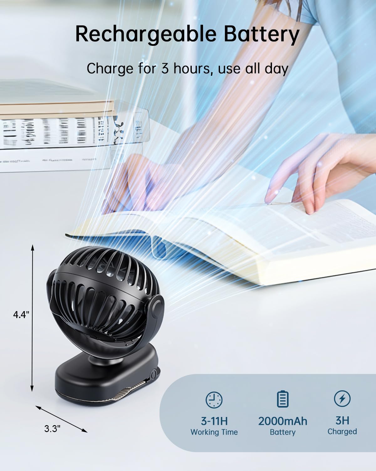 SWEETFULL stroller fan 270 degree adjustability directs airflow precisely where needed.