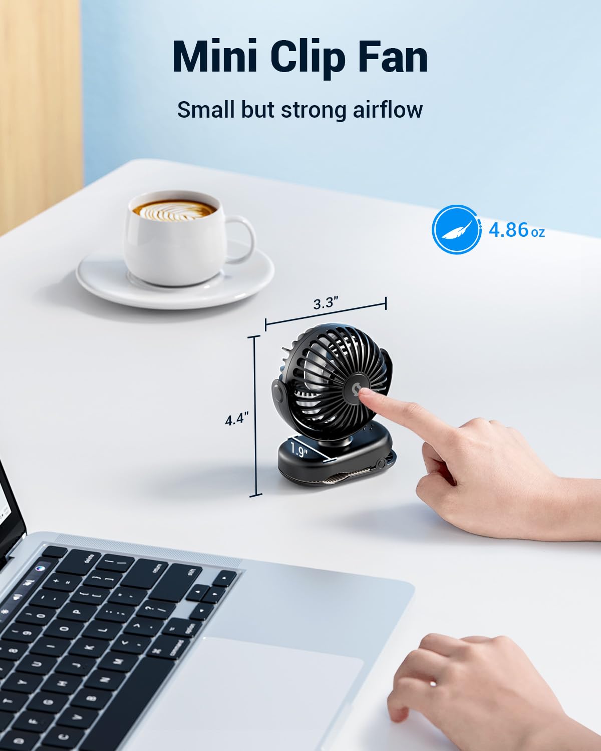 SWEETFULL stroller fan three speeds tailor cooling to comfort levels.