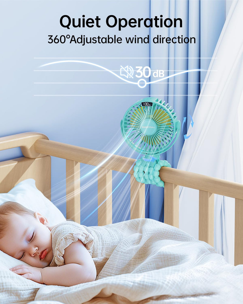 SWEETFULL 360-degree rotation directs airflow exactly where needed.