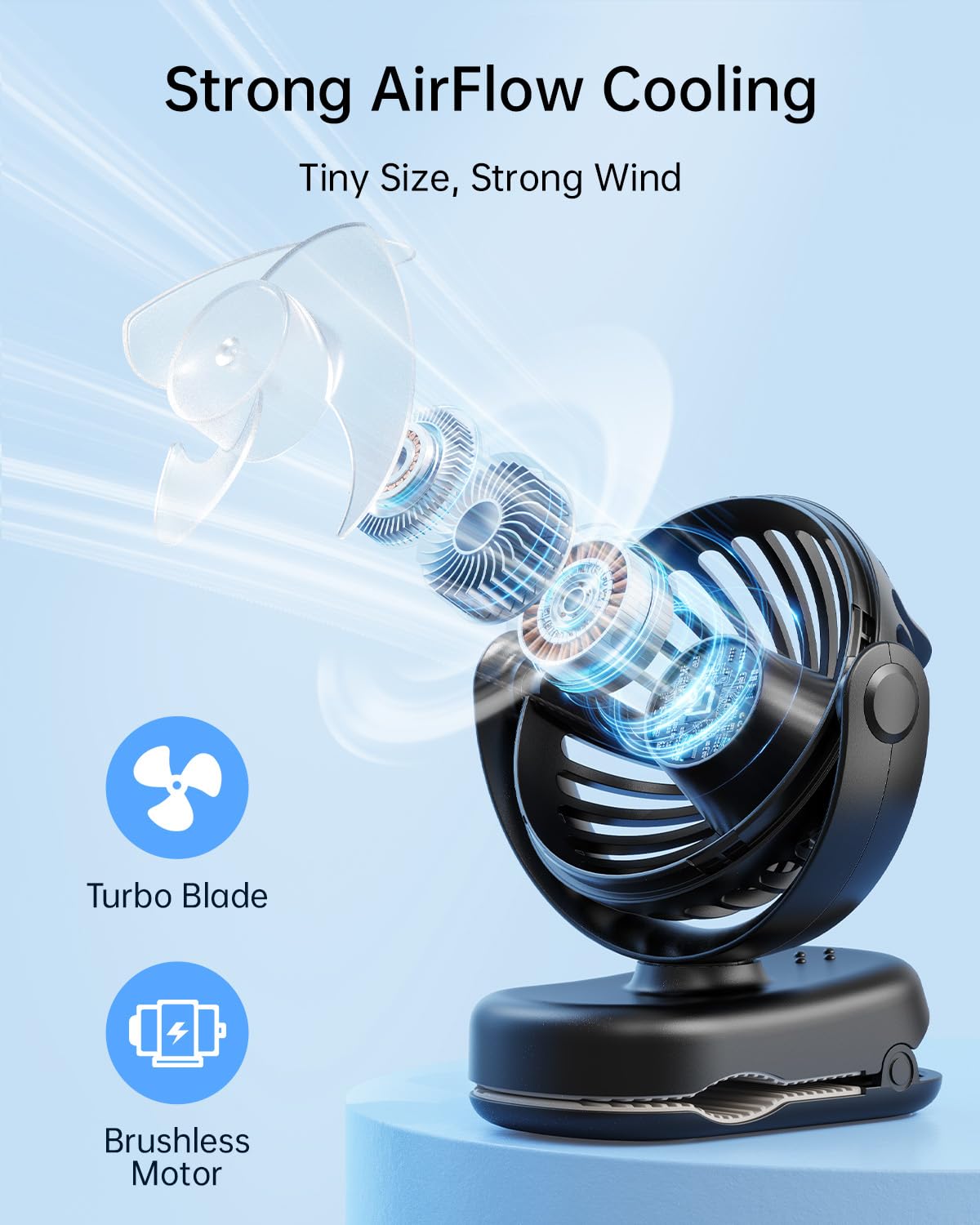 SWEETFULL stroller fan battery delivers long-lasting power for outdoor outings.