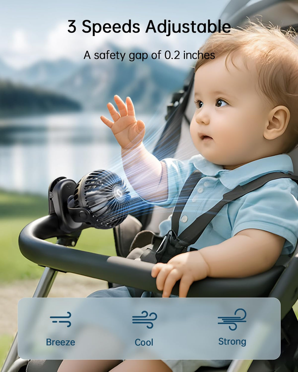SWEETFULL stroller fan compact dimensions make travel-friendly cooling easy anywhere.