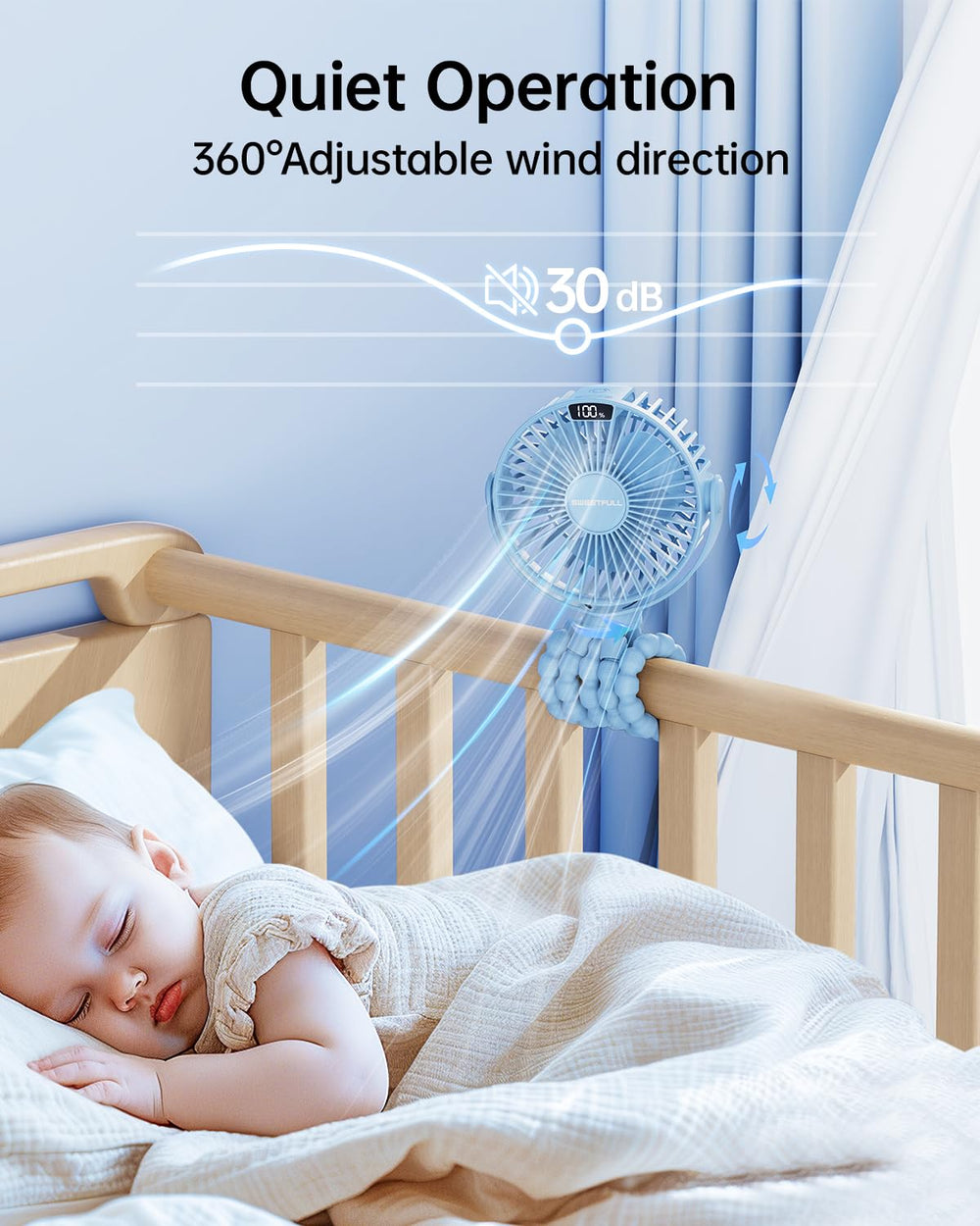 SWEETFULL fan operates quietly, maintaining a calm environment during use.