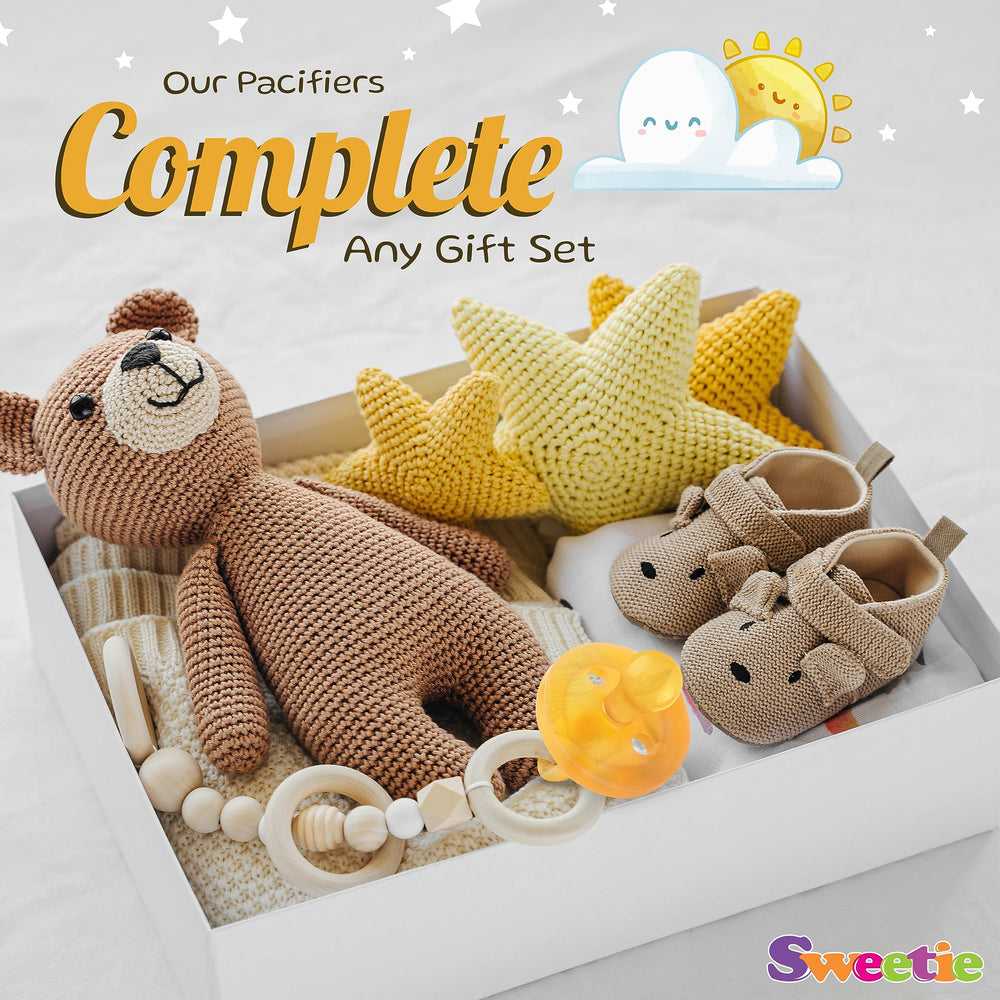 Sweetie rubber pacifier natural rubber close-up highlights raw material texture