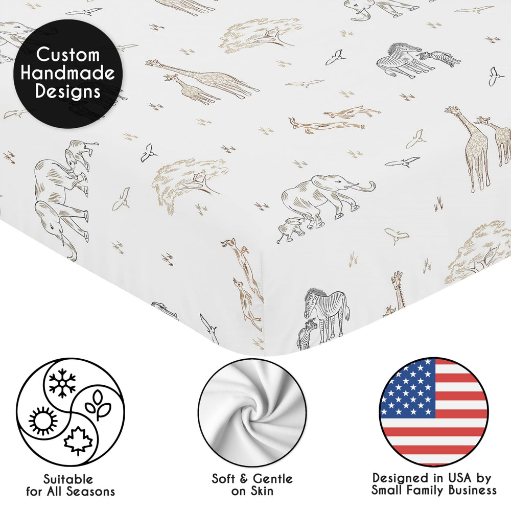 Sweet Jojo Designs neutral jungle print crib sheet for versatile nurseries
