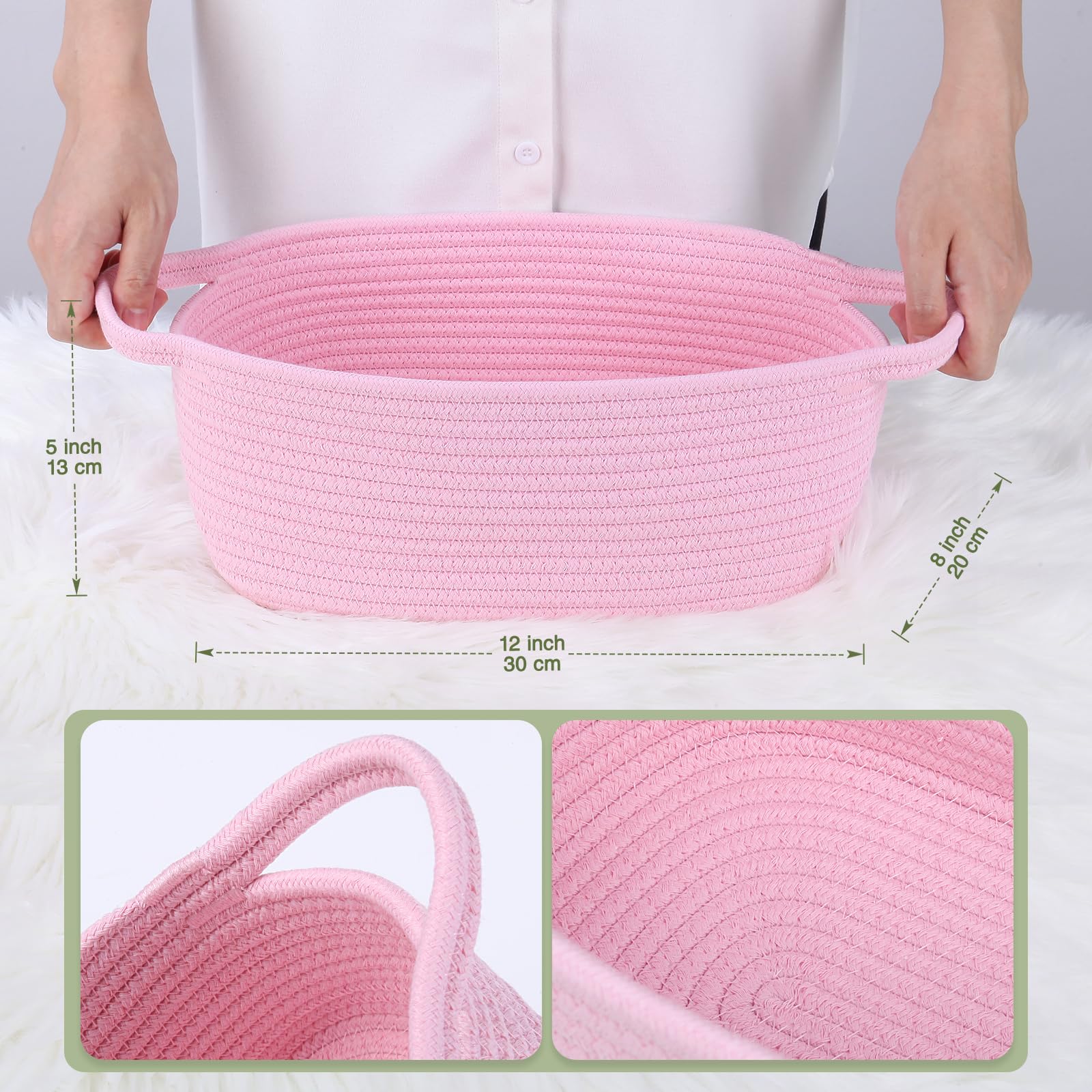 SweetMemo baby nursery organizer basket closeup highlights soft cotton and safe storage.