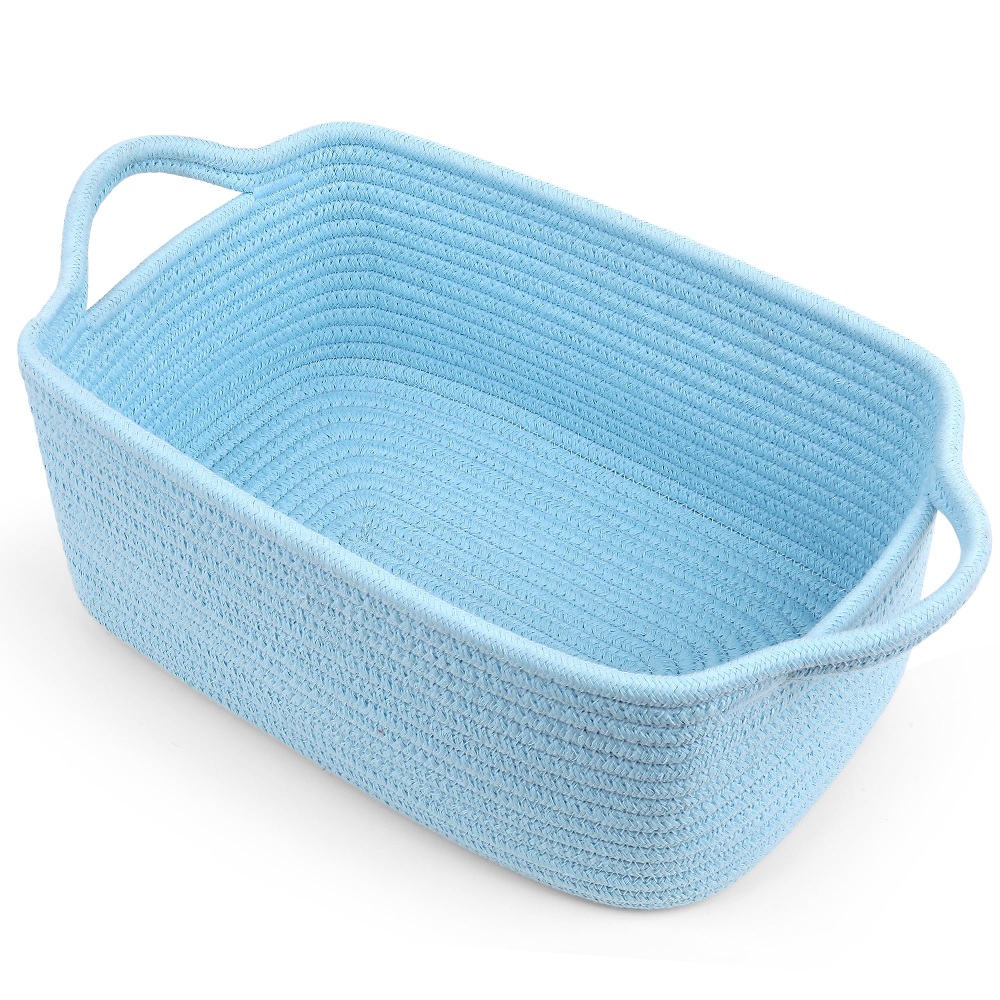 SweetMemo cotton rope gift basket top view ideal for organizing diapers and toys.