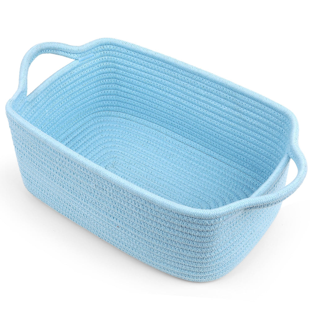 SweetMemo cotton rope gift basket top view ideal for organizing diapers and toys.