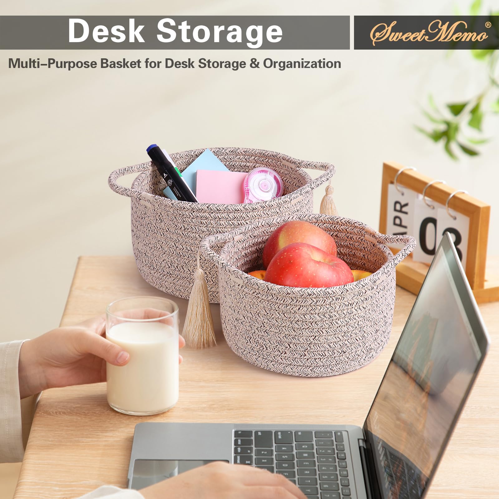 SweetMemo neutral brown desktop organizer fits pens, chargers, and small accessories.