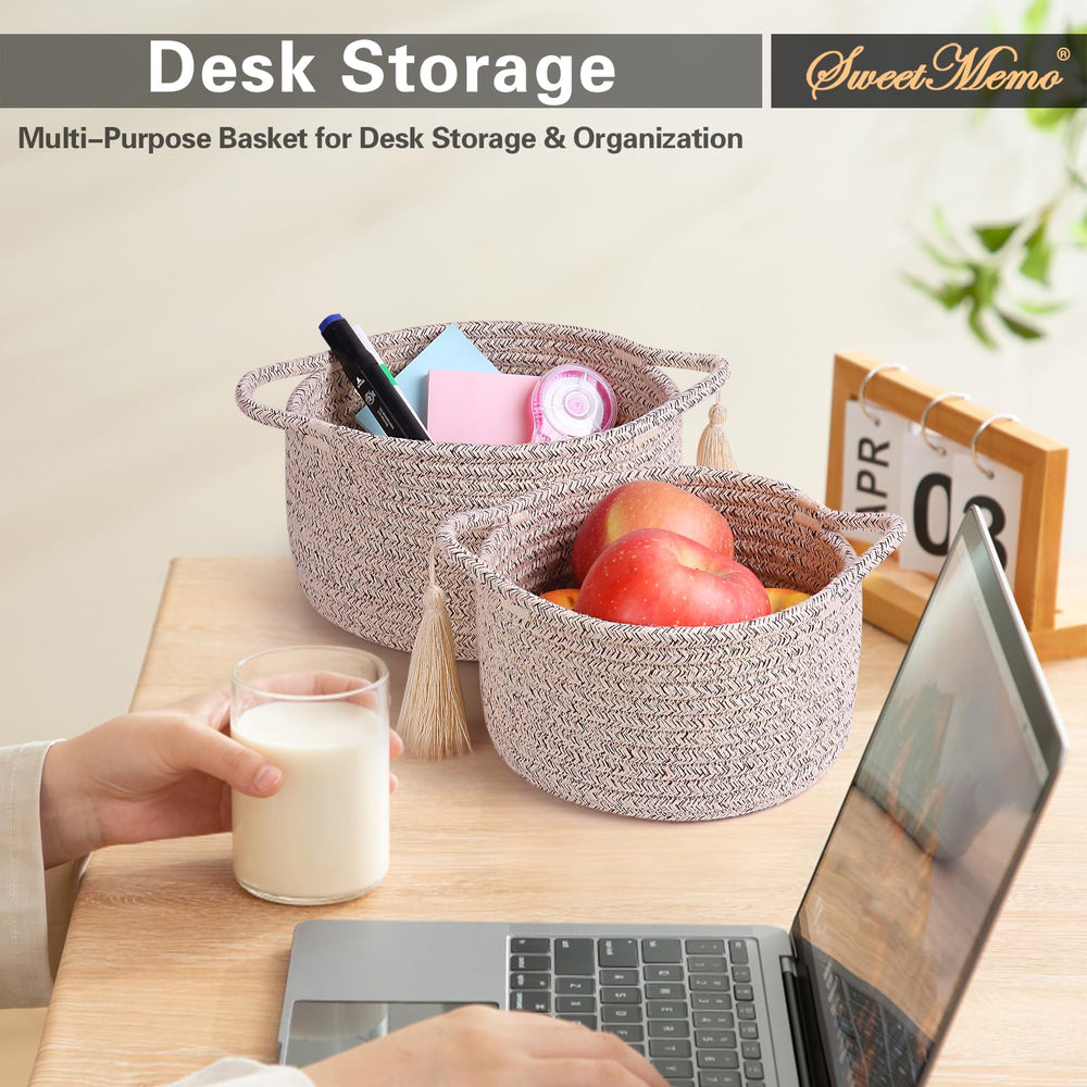 SweetMemo neutral brown desktop organizer fits pens, chargers, and small accessories.