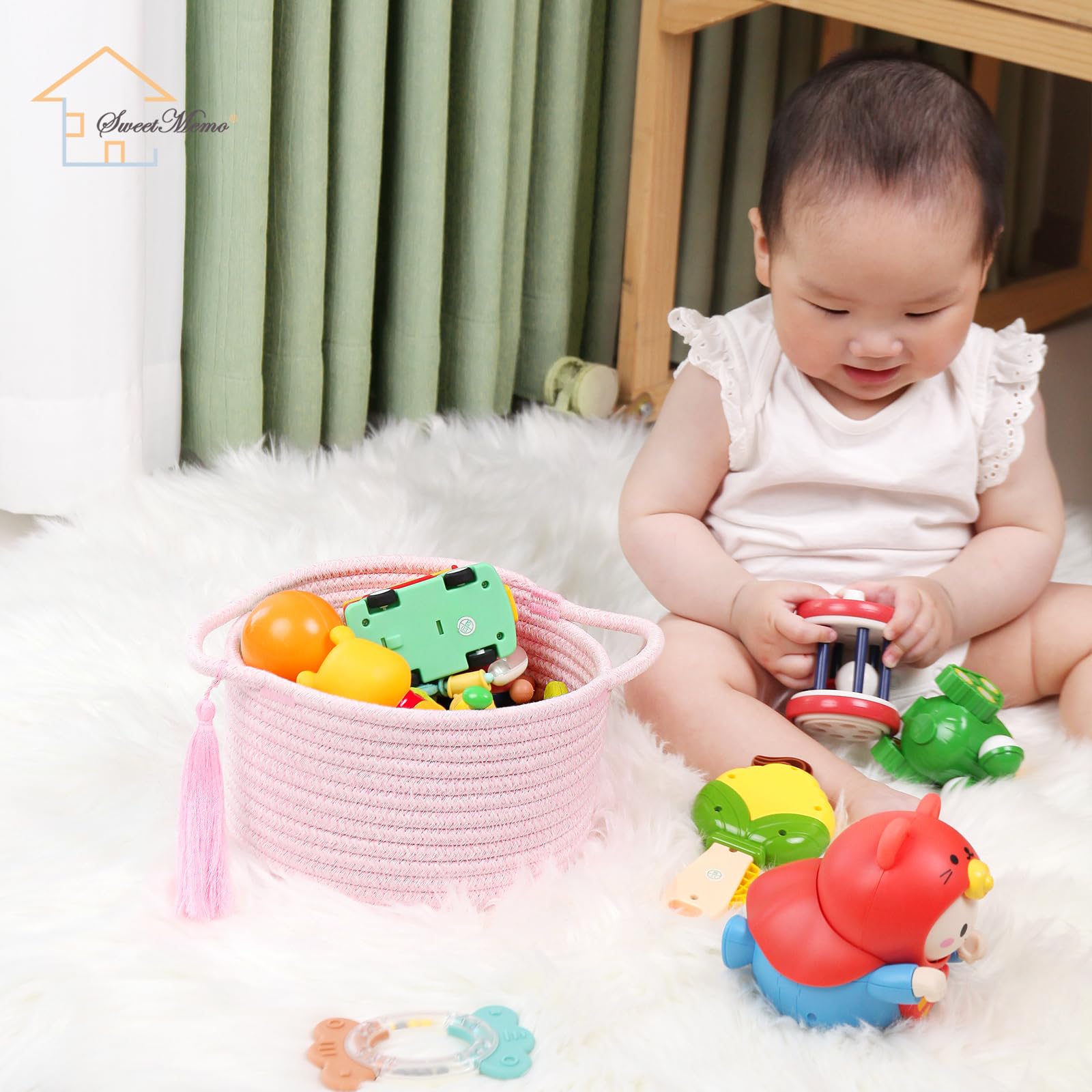 SweetMemo pre-shaped baskets arrive upright, ready to use on vanity or shelf