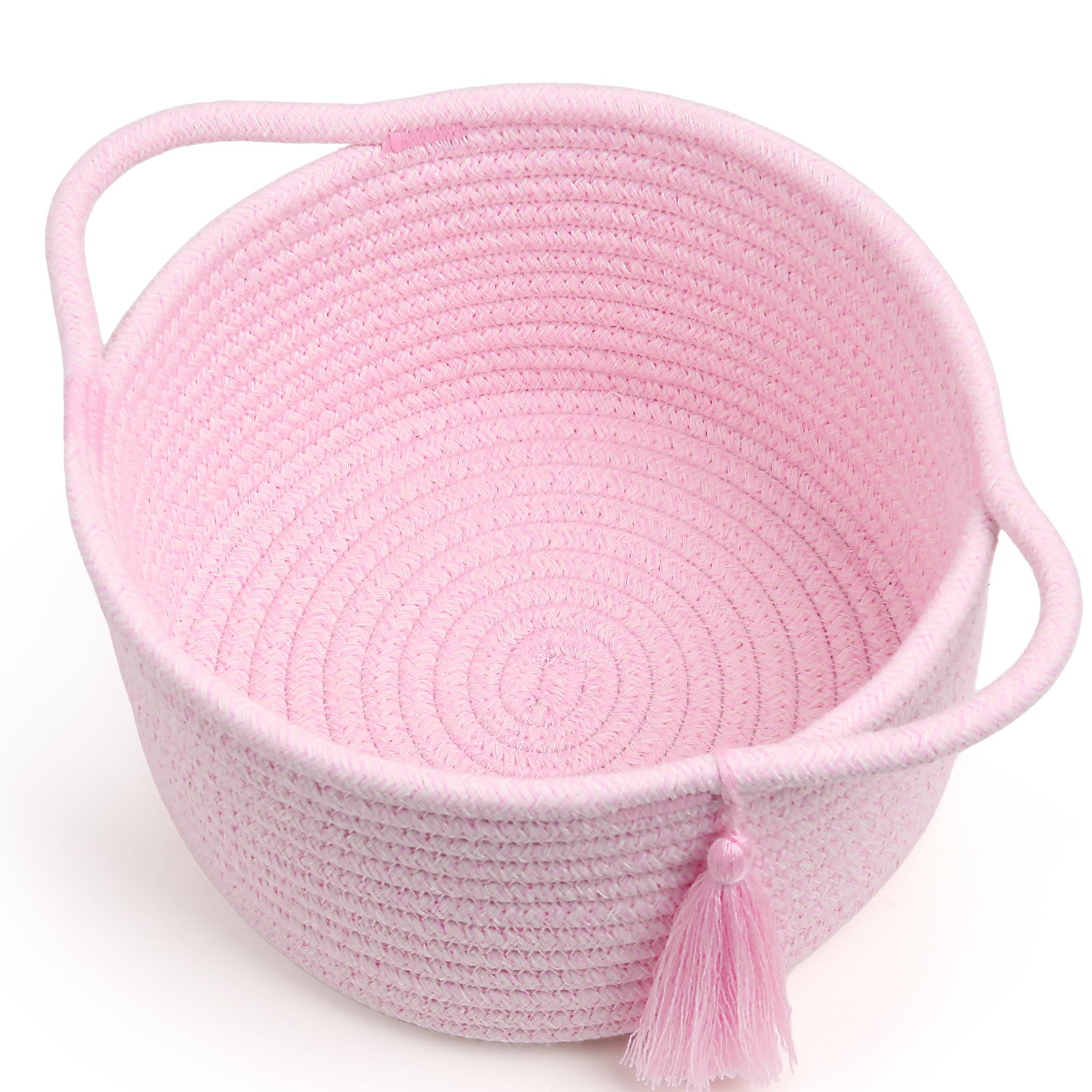 SweetMemo small pink gift basket front view, ready to gift and fill with keepsakes.