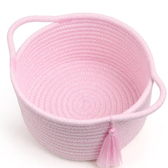SweetMemo small pink gift basket front view, ready to gift and fill with keepsakes.