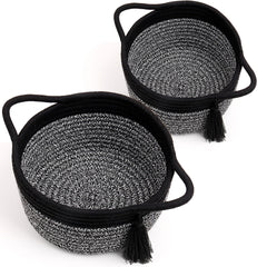 SweetMemo small round gift baskets set2 handle closeup—durable cotton rope enhances gifting presentation.