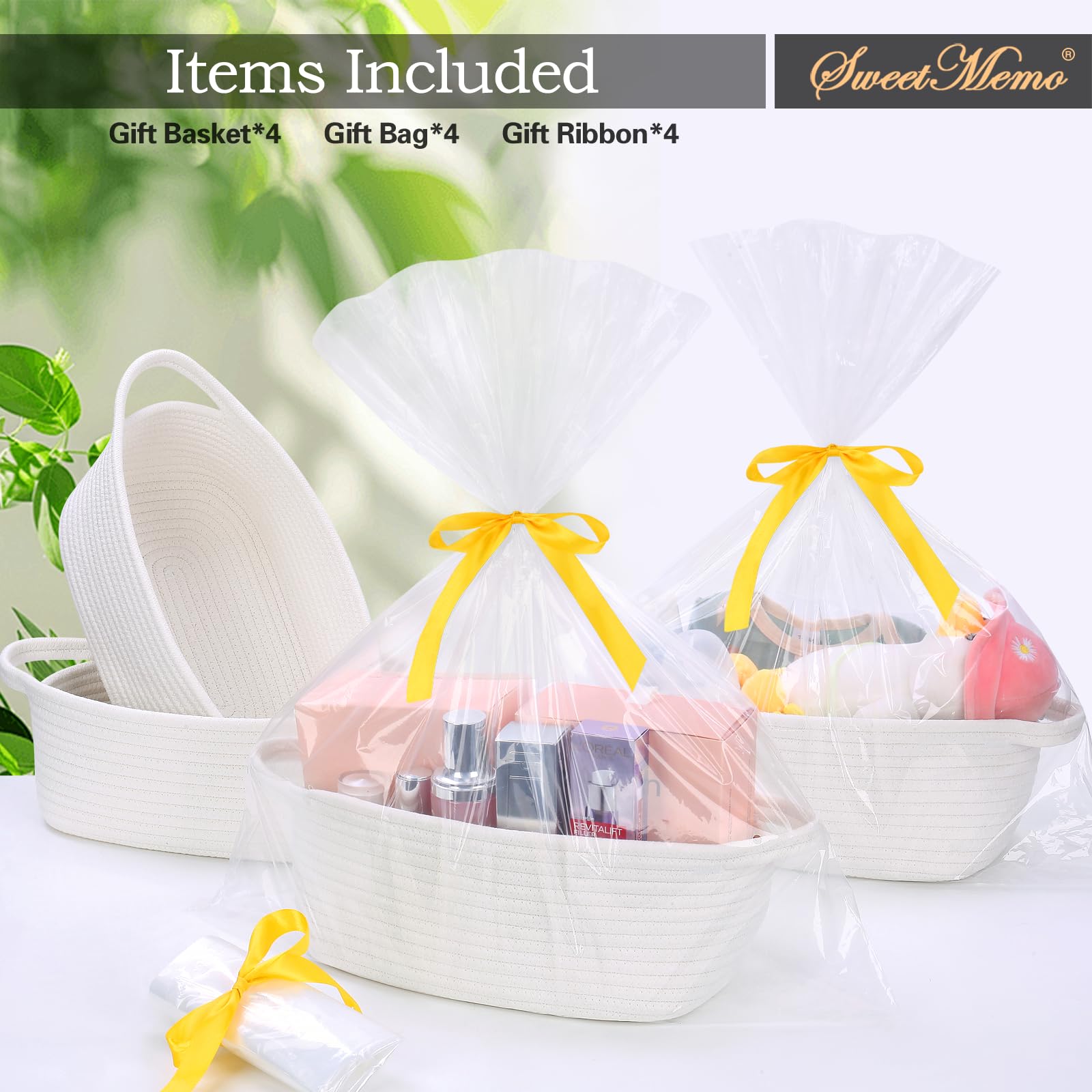 SweetMemo woven basket 12x8x5 creamwhite for tidy storage