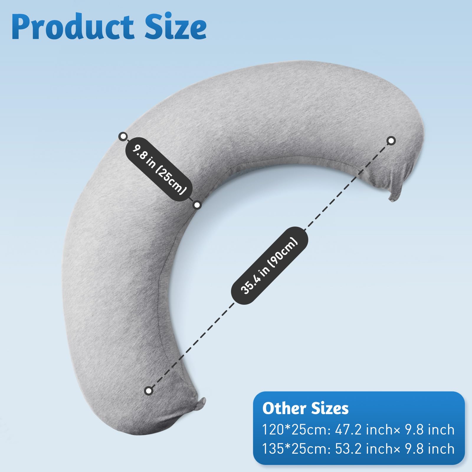 SweetSlubr C-shaped maternity pillow supports side-sleep comfort for bump and hips.