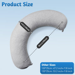 SweetSlubr C-shaped maternity pillow supports side-sleep comfort for bump and hips.
