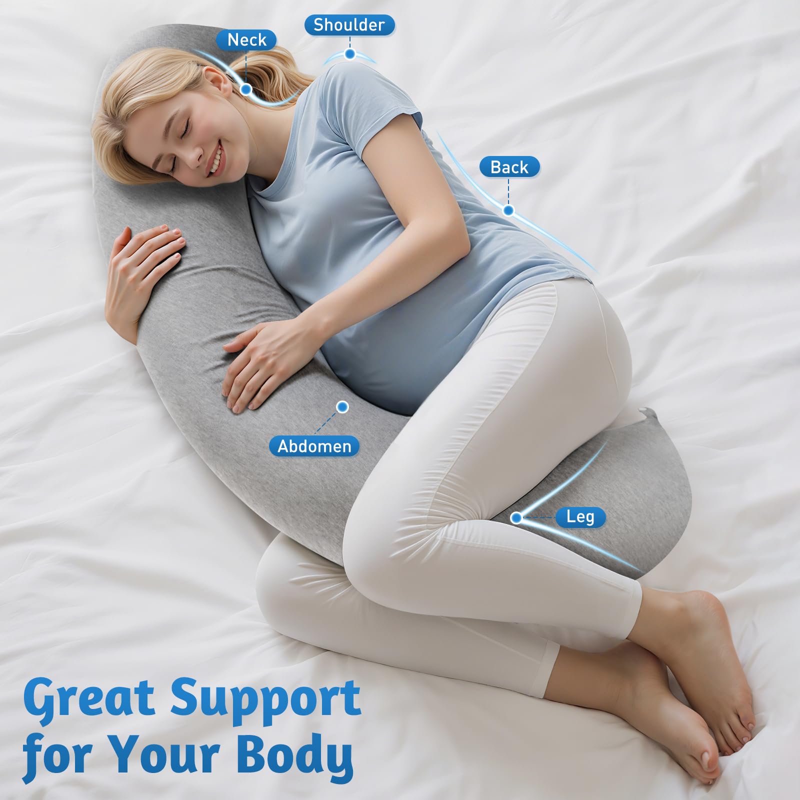 SweetSlubr full-body ergonomic design provides head-to-toe support during sleep.