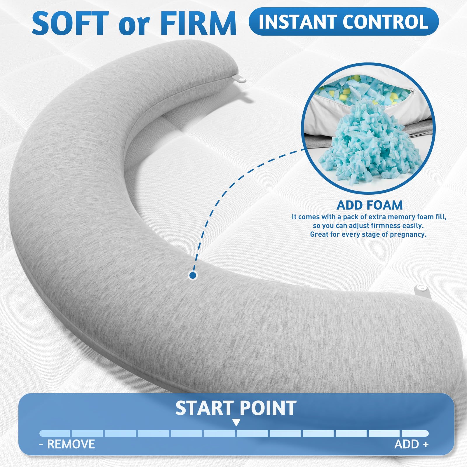 SweetSlubr memory foam fill adjustable for customizable firmness.