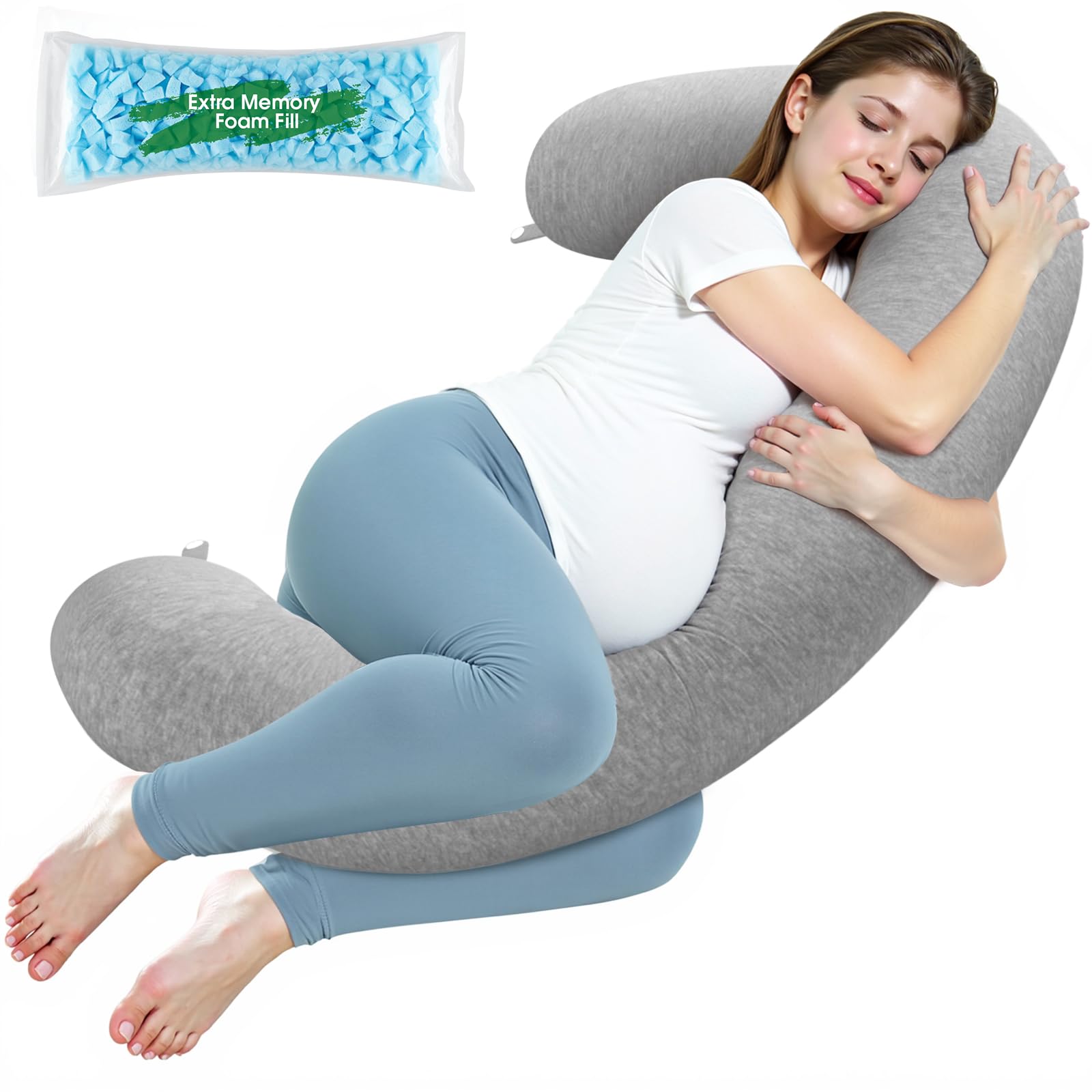 SweetSlubr pregnancy pillow front view shows plush comfort and gentle support.