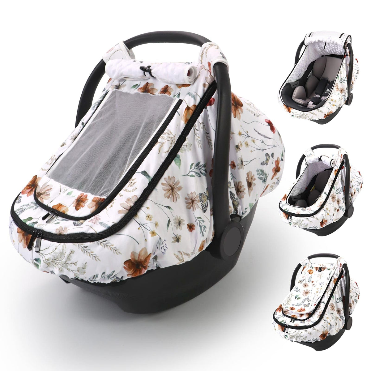 Sweetwavet car seat cover brown wildflower front view for cozy climate control