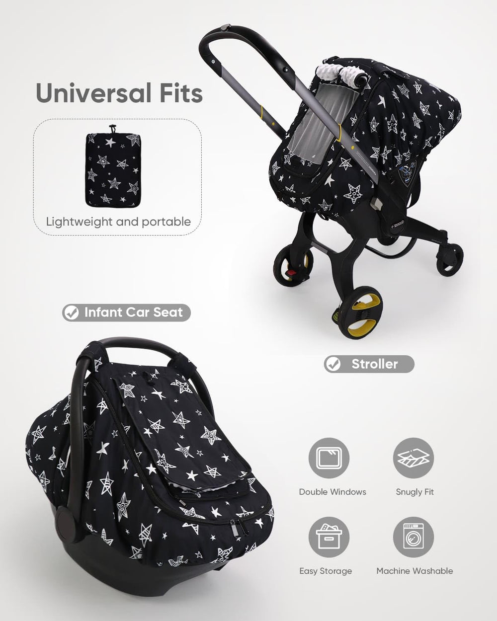 Sweetwavet easy-installation uses velcro and elastic for secure fit.