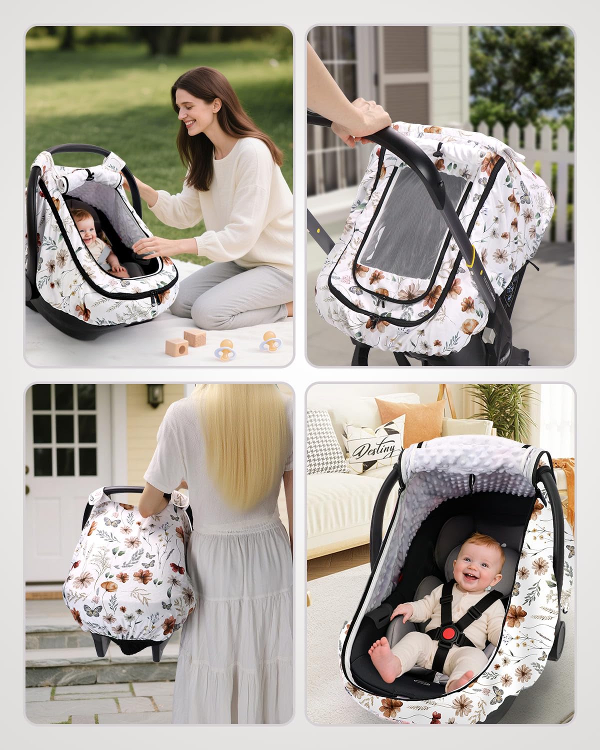 Sweetwavet car seat cover brown wildflower design gift-ready packaging