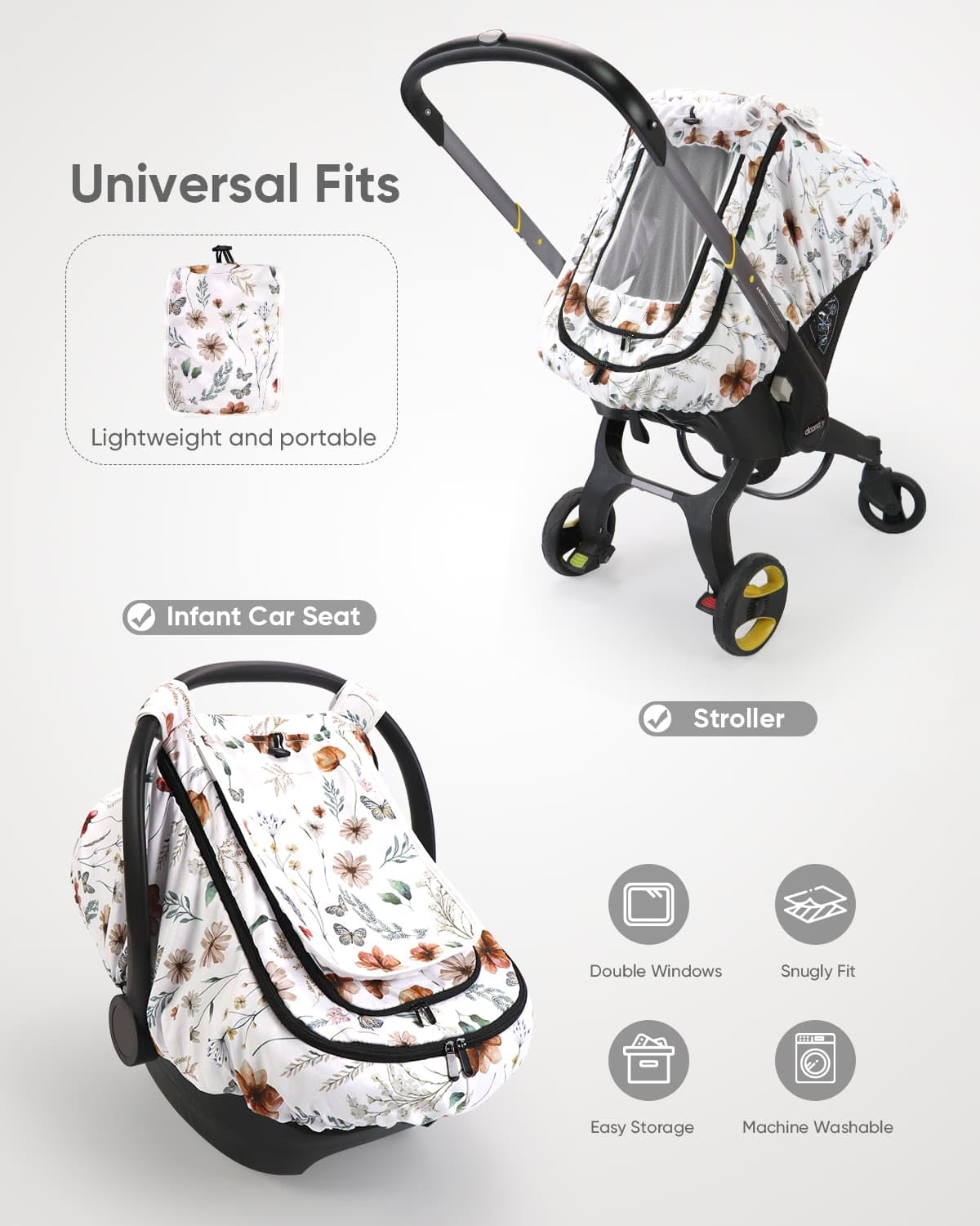 Sweetwavet car seat cover large window view enabling easy parent-baby interaction