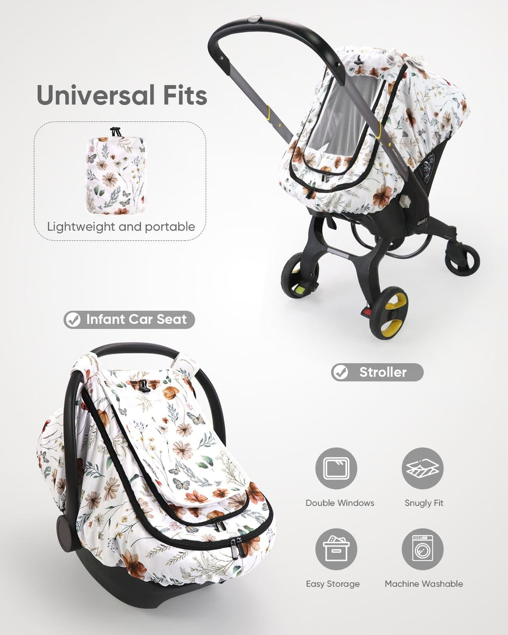 Sweetwavet car seat cover large window view enabling easy parent-baby interaction