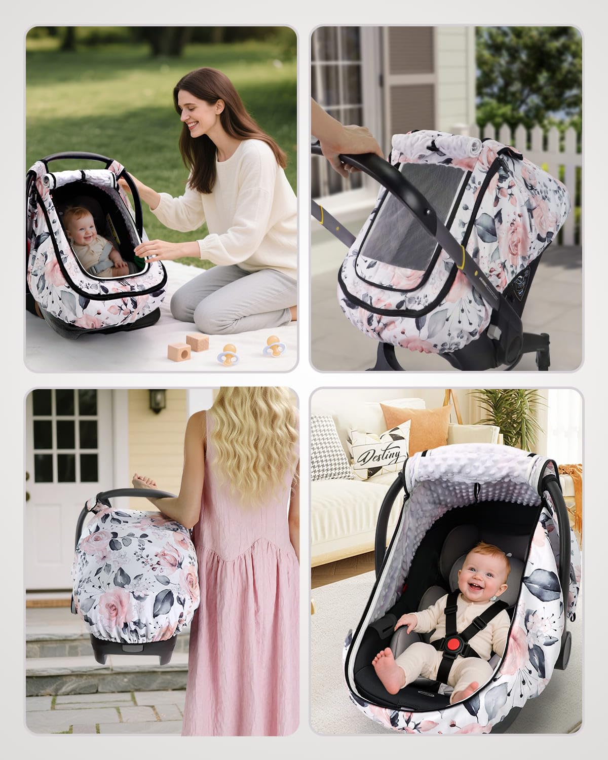 Sweetwavet car seat cover pink floral stylish gift-ready packaging for new parents