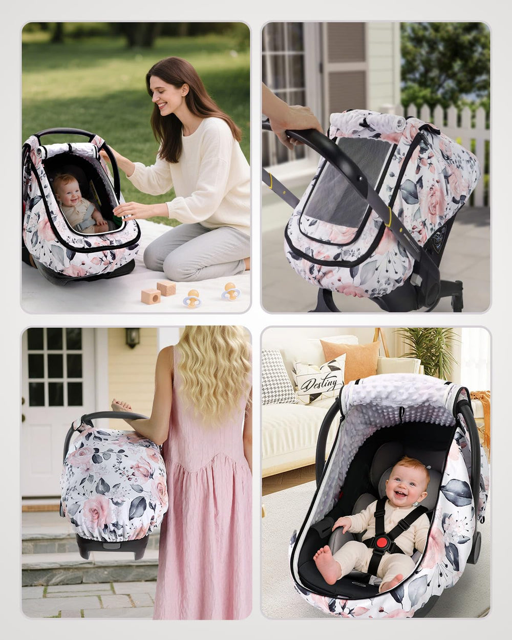 Sweetwavet car seat cover pink floral stylish gift-ready packaging for new parents