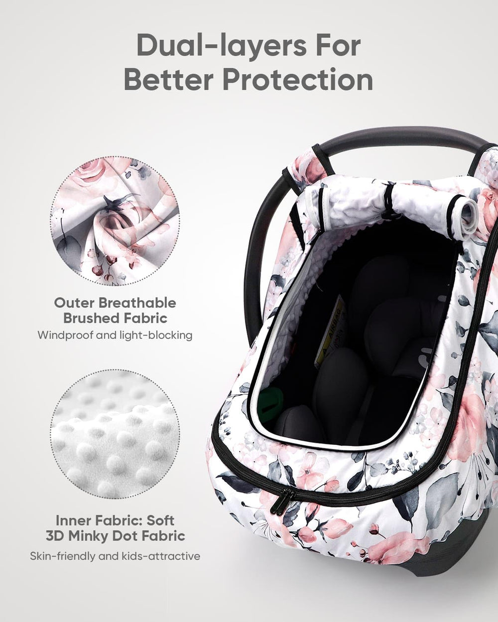 Sweetwavet car seat cover pink floral window shade blocks sun and wind