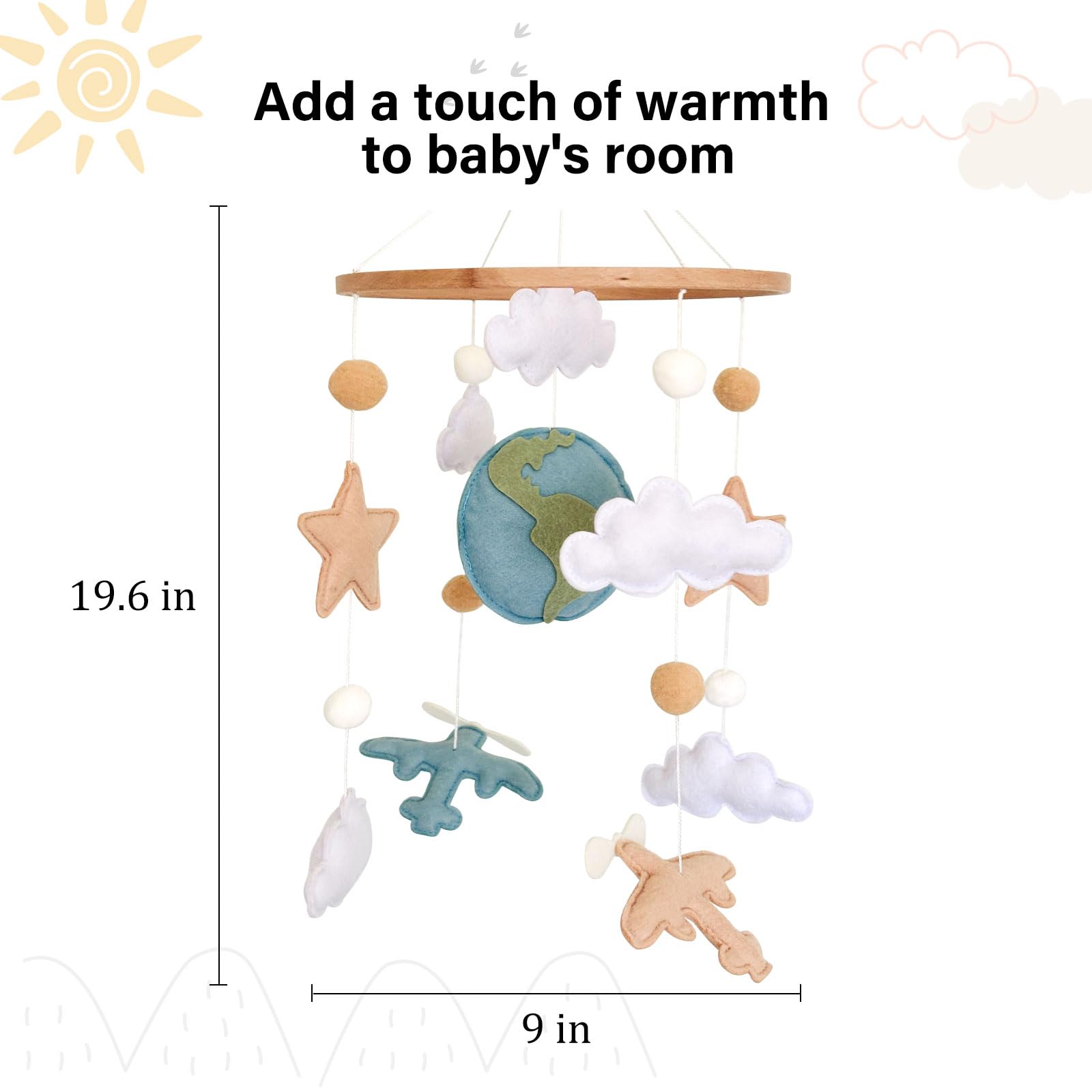 Sweety Baby airplane mobile as timeless crib decor for keepsake gifts.