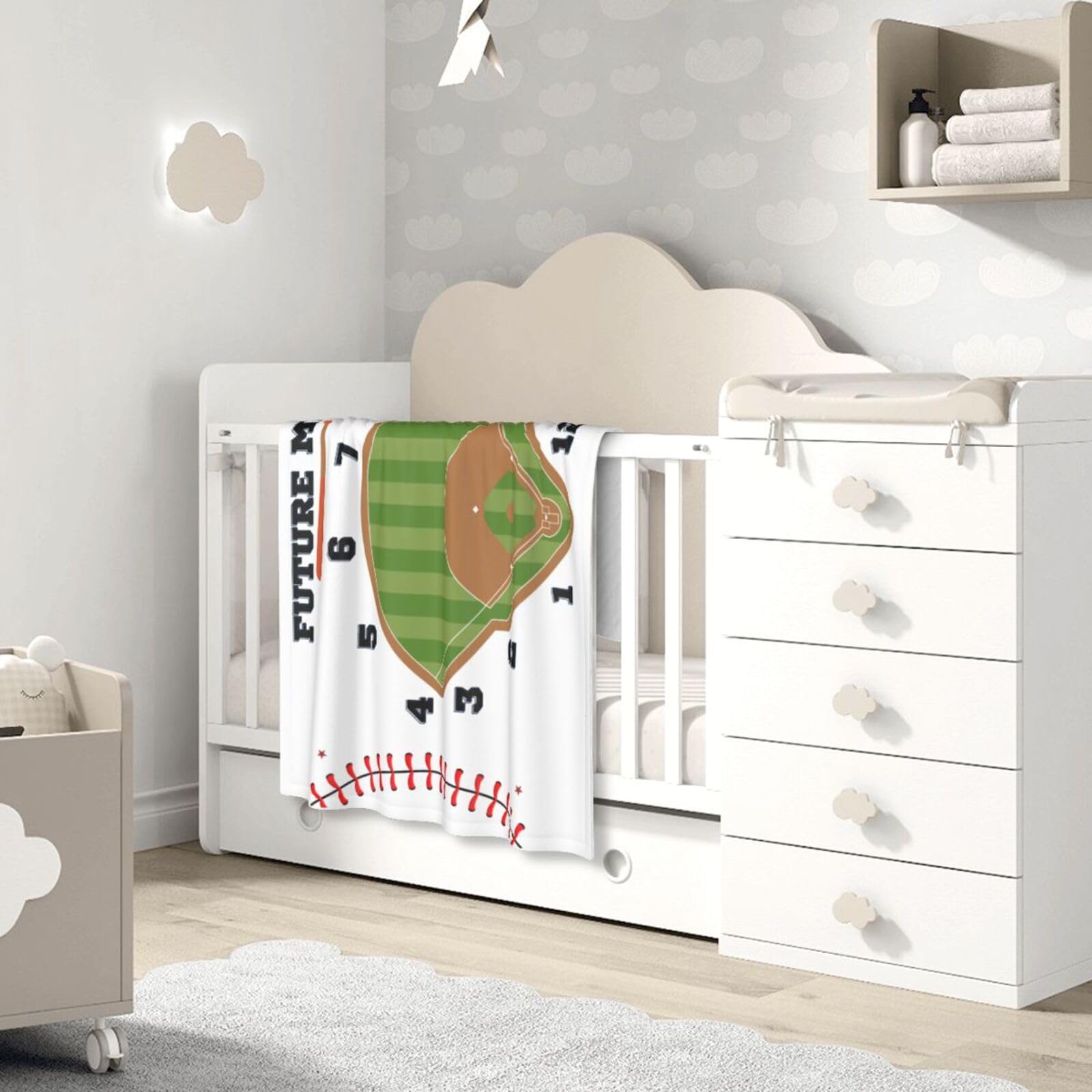 Sweety Baby Baseball Blanket spread for baby milestones and candid smiles.