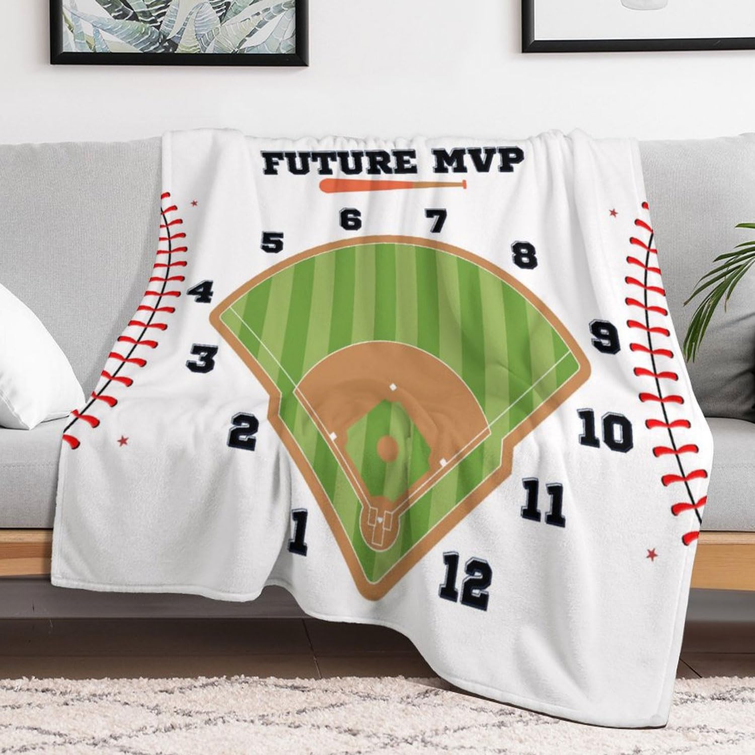 Sweety Baby Baseball Blanket draped over a stroller for on-the-go comfort.