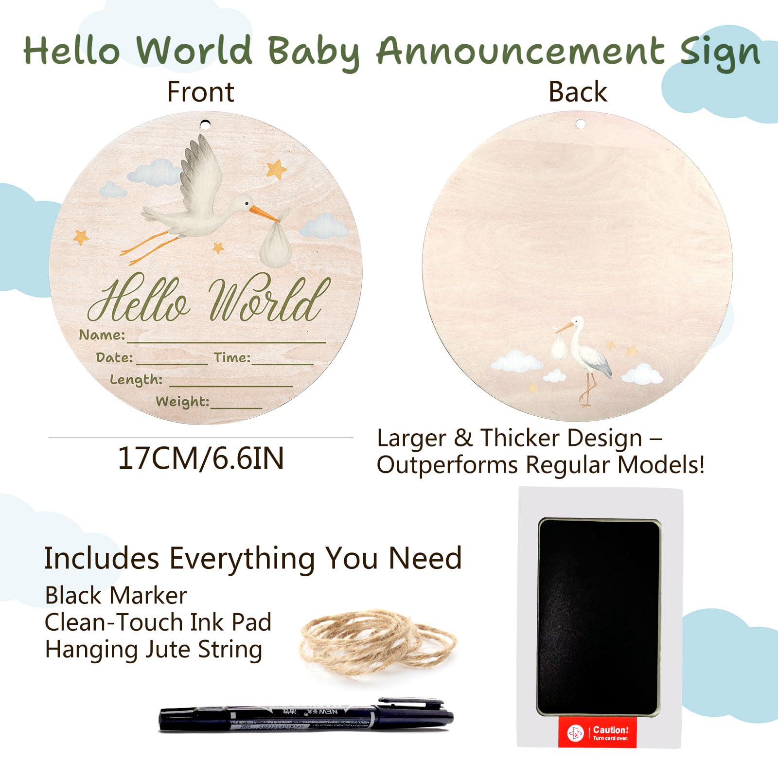 Sweety Baby black marker for easy personalization on the wooden sign