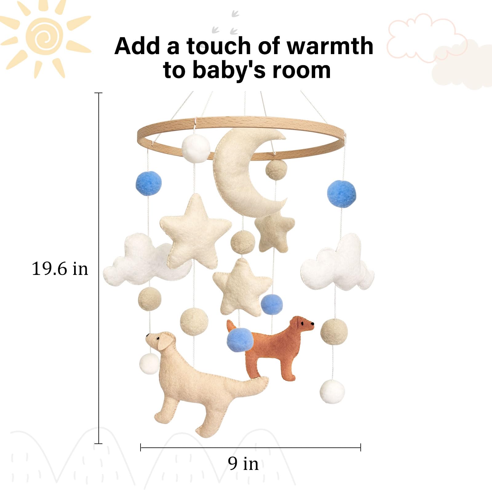 Sweety Baby dog mobile gift-box presentation makes a thoughtful baby shower gift.