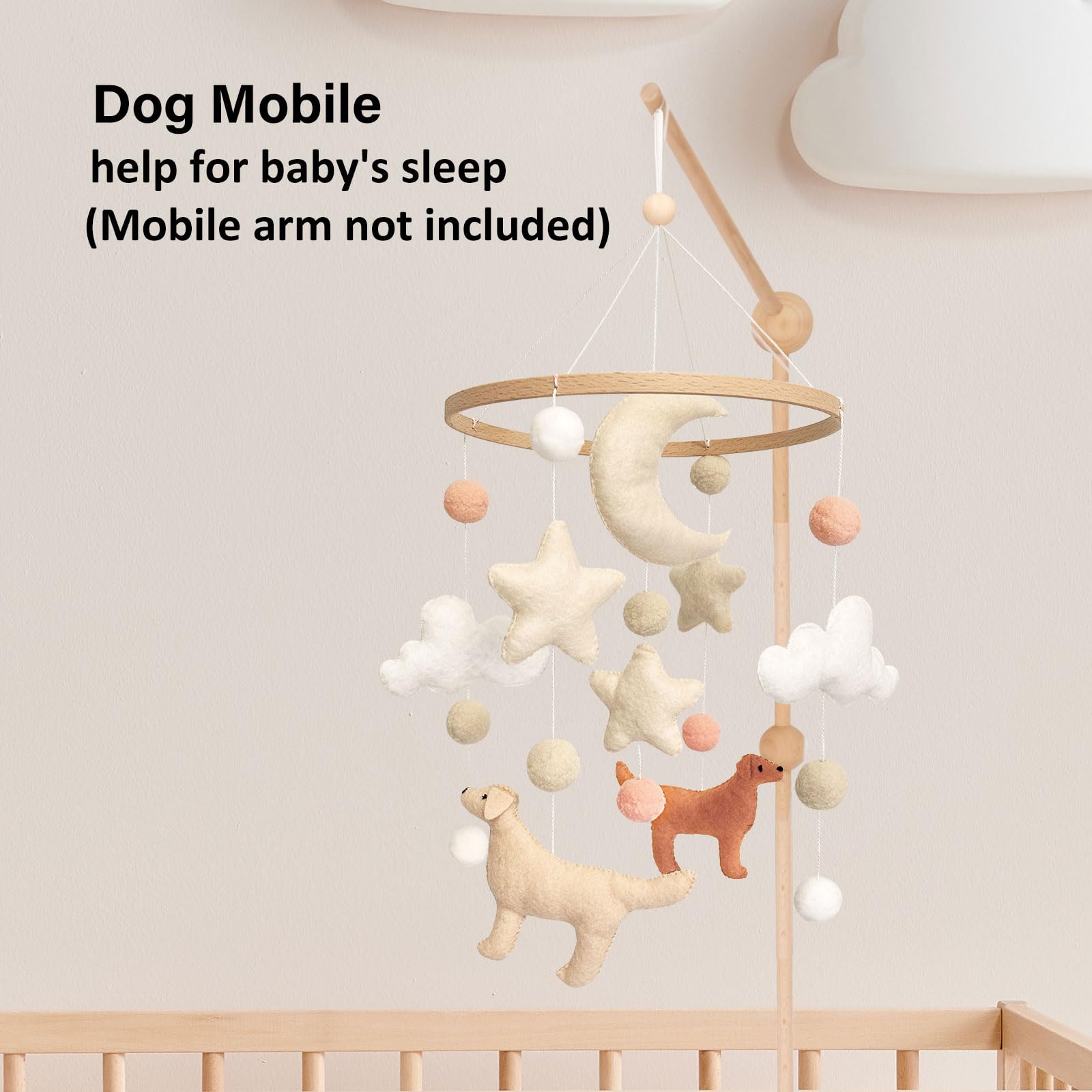 Sweety Baby dog theme mobile cloud-delicate figures for gentle focus.