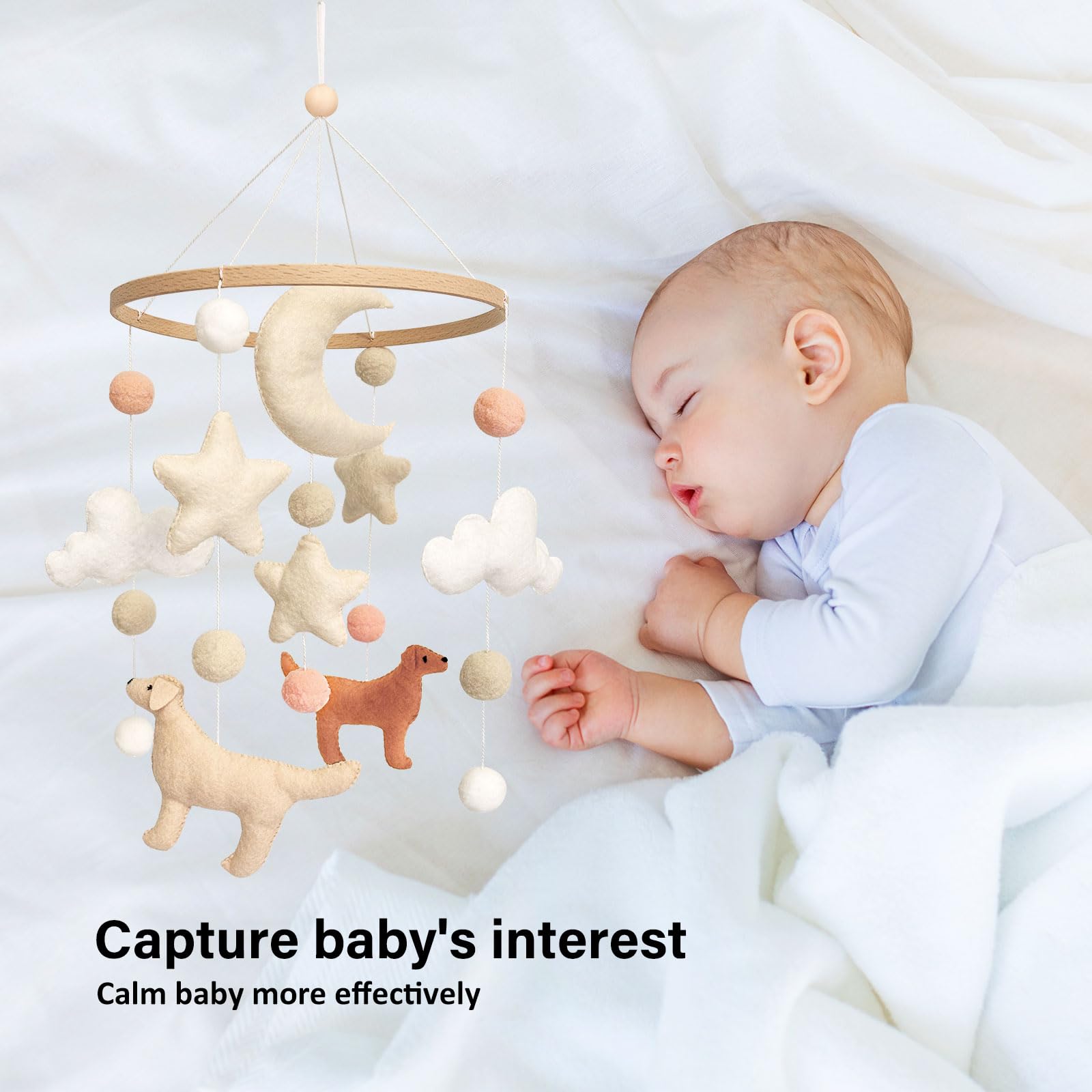 Sweety Baby dog theme mobile crib-view alignment for calming sleep-time focus.