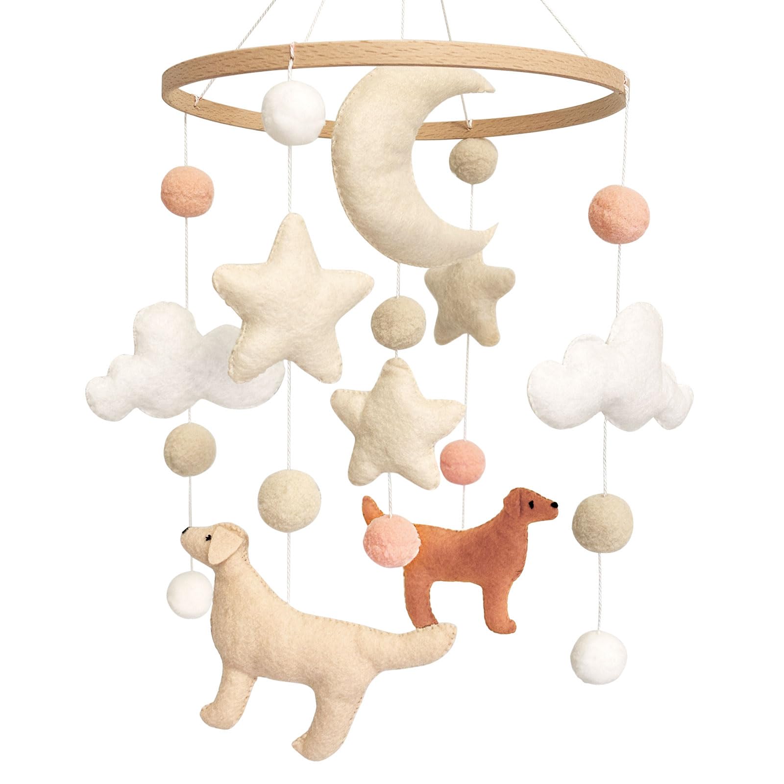 Sweety Baby dog theme mobile dog-figures provide visual engagement.
