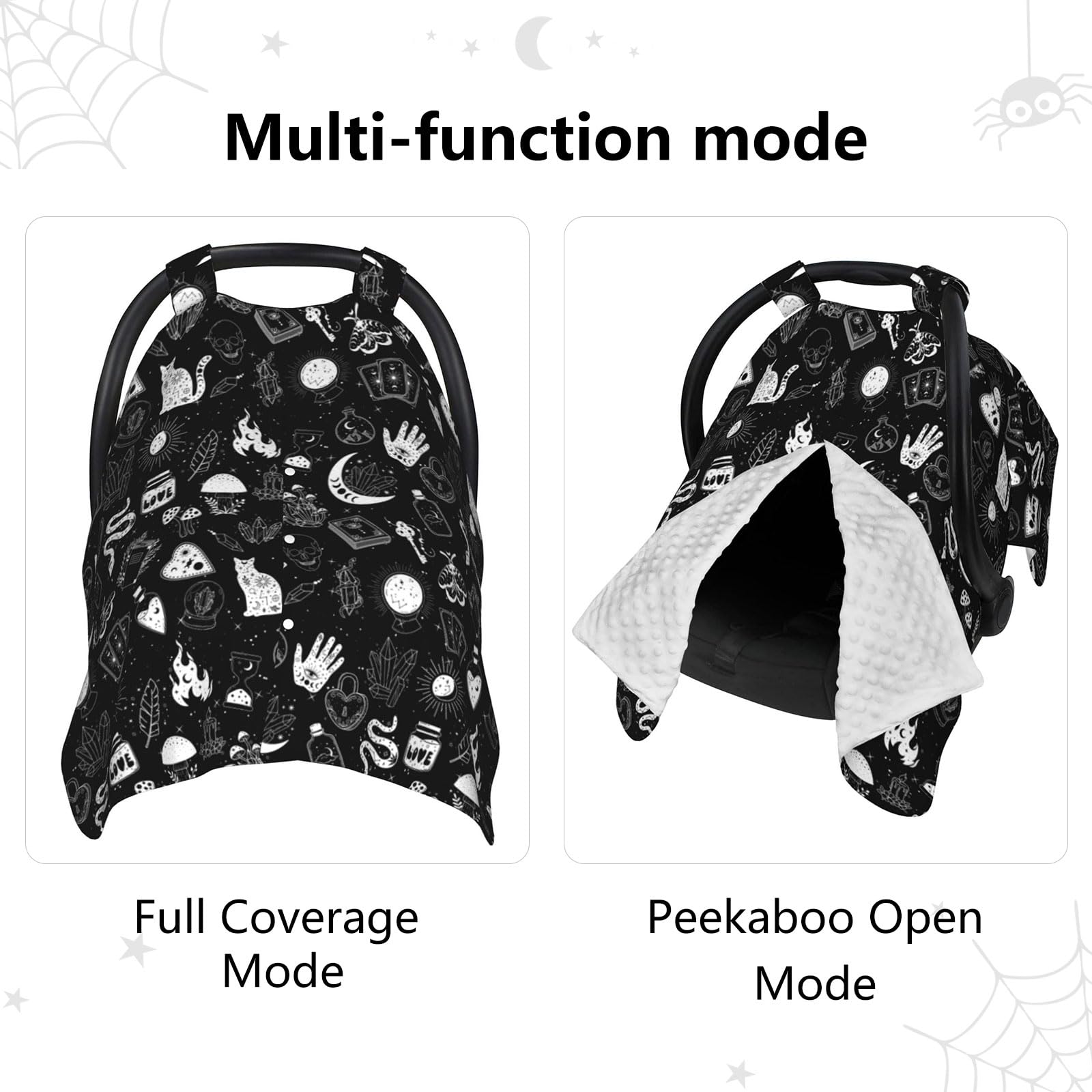 Sweety Baby Goth carseat cover doubles as stroller cover for on the go shade.