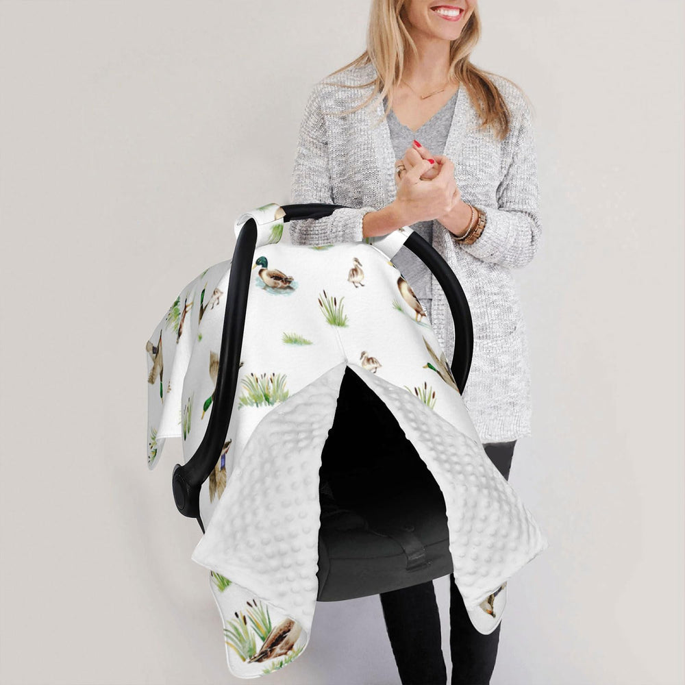 Sweety Baby Mallard Duck stroller cover shields baby from elements while strolling.